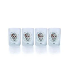 Fiesta® 14oz Double Old Fashioned Glasses (Set Of 4) | Sugar Skull And Vine (White)