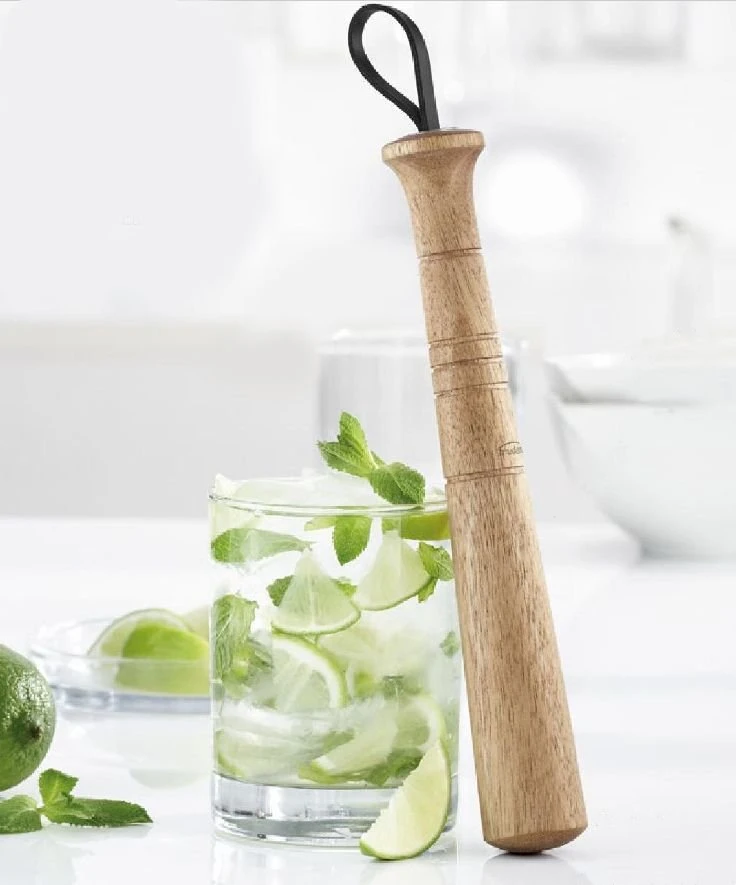 Trudeau Cocktail Muddler With Leather Strap | Acacia Wood - Image 2