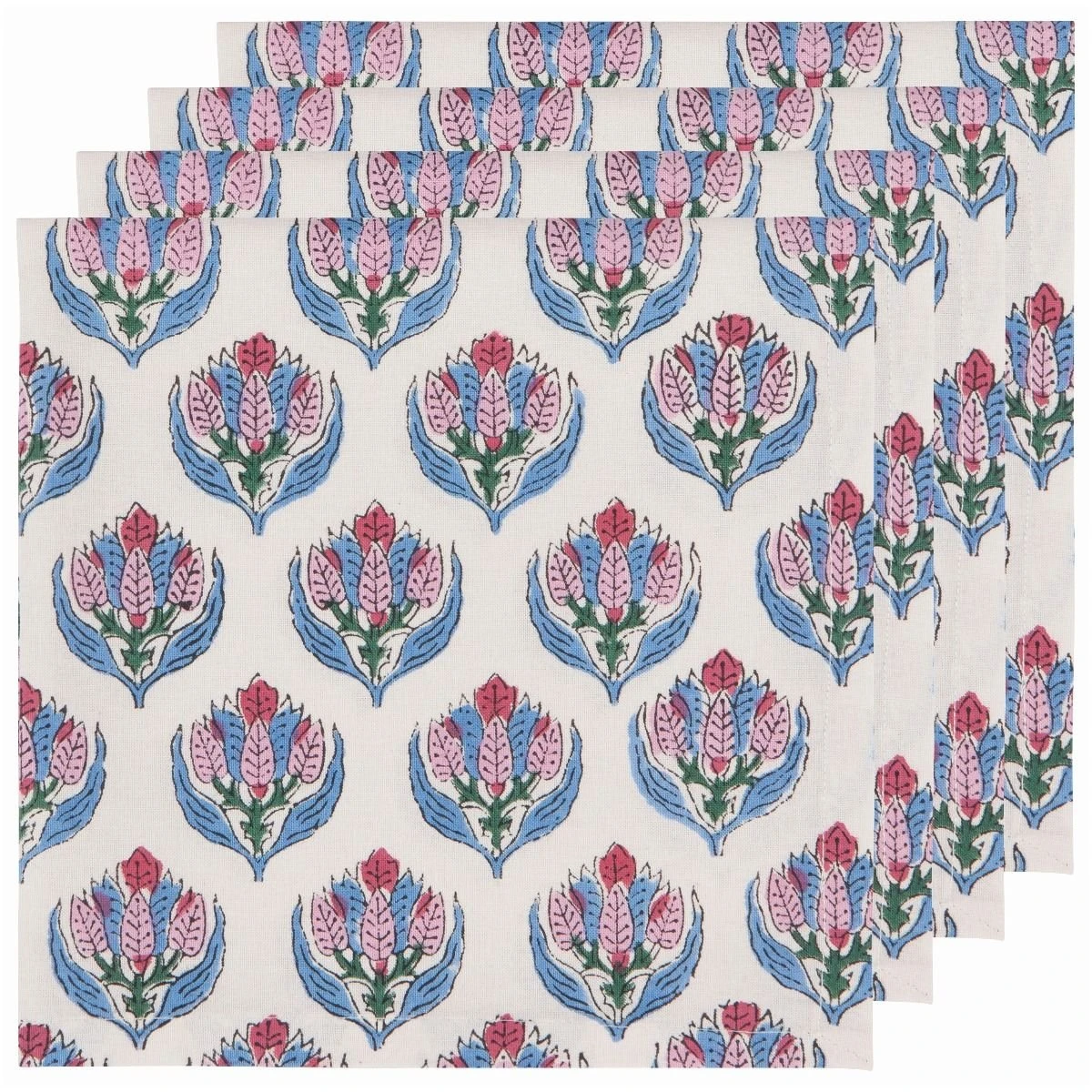 Danica Brands Danica Heirloom 18" Block Print Napkins (Set Of 4) | Bouquet