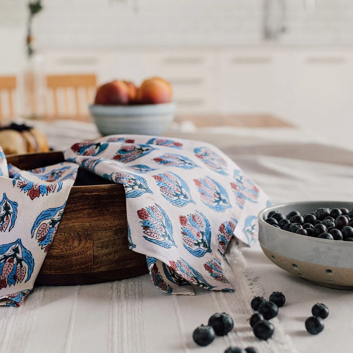 Danica Brands Danica Heirloom 18" Block Print Napkins (Set Of 4) | Bouquet - Image 2