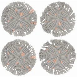 Danica Brands Danica Heirloom Macrame Coasters (Set Of 4) | Dove Gray