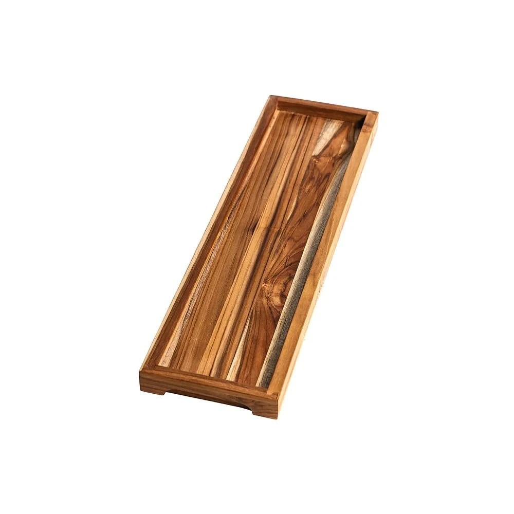 TeakHaus Timeless Edge Grain Nesting Rectangle Tray With Handgrips | 18" X 6" X 1"