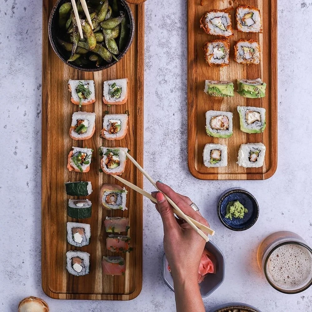 TeakHaus Edge Grain Rectangle Serving Tray | 16" X 5.5" X .5" - Image 2