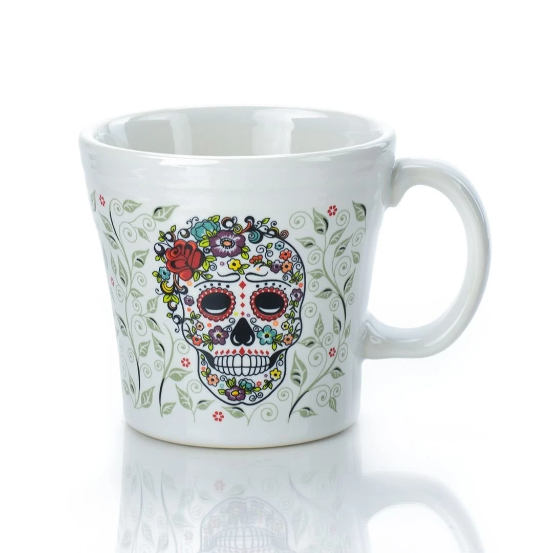 Fiesta® 15oz Tapered Mug | Sugar Skull And Vine (White)