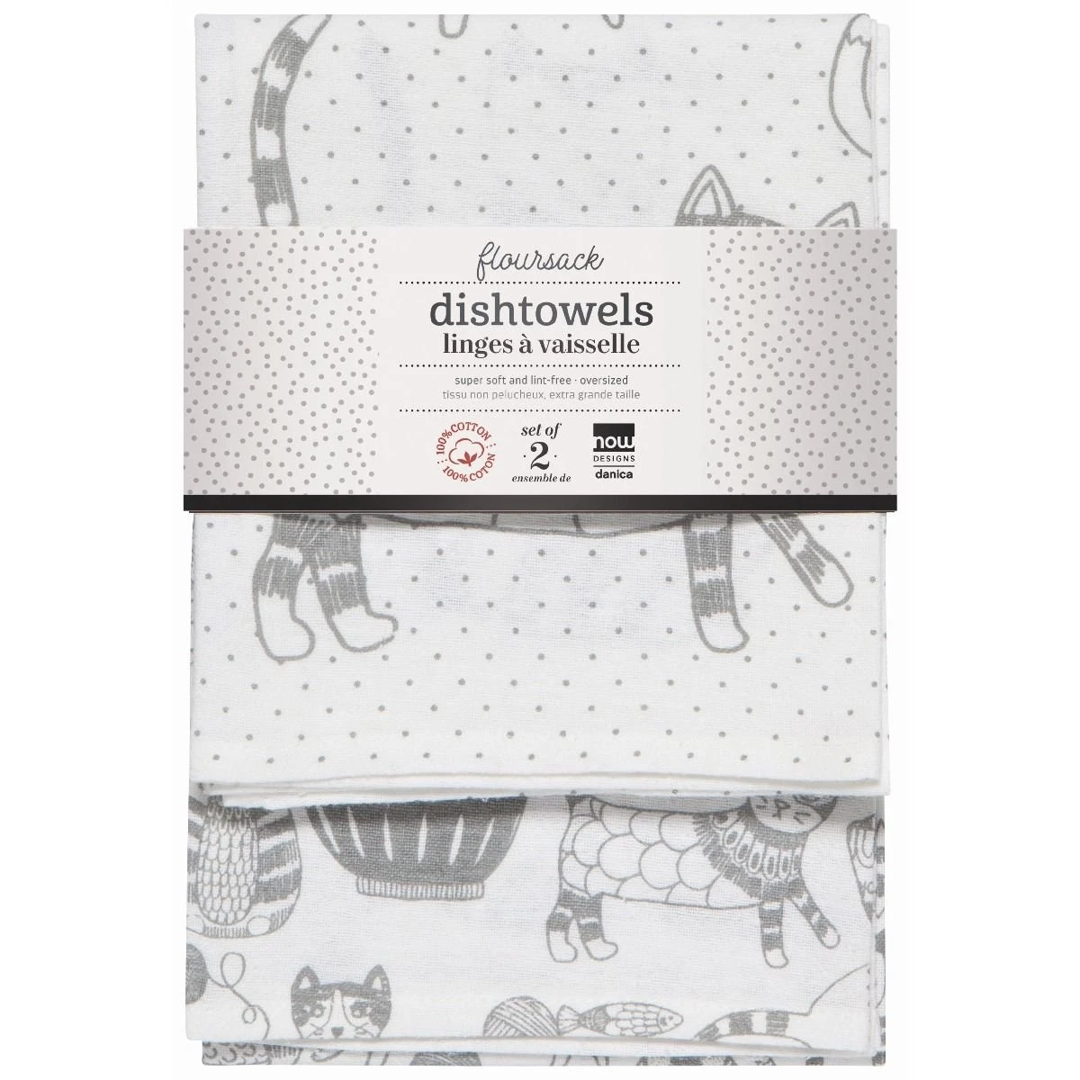 Danica Brands Now Designs By Danica Floursack Dishtowels (Set Of 2) | Purr Party - Image 2