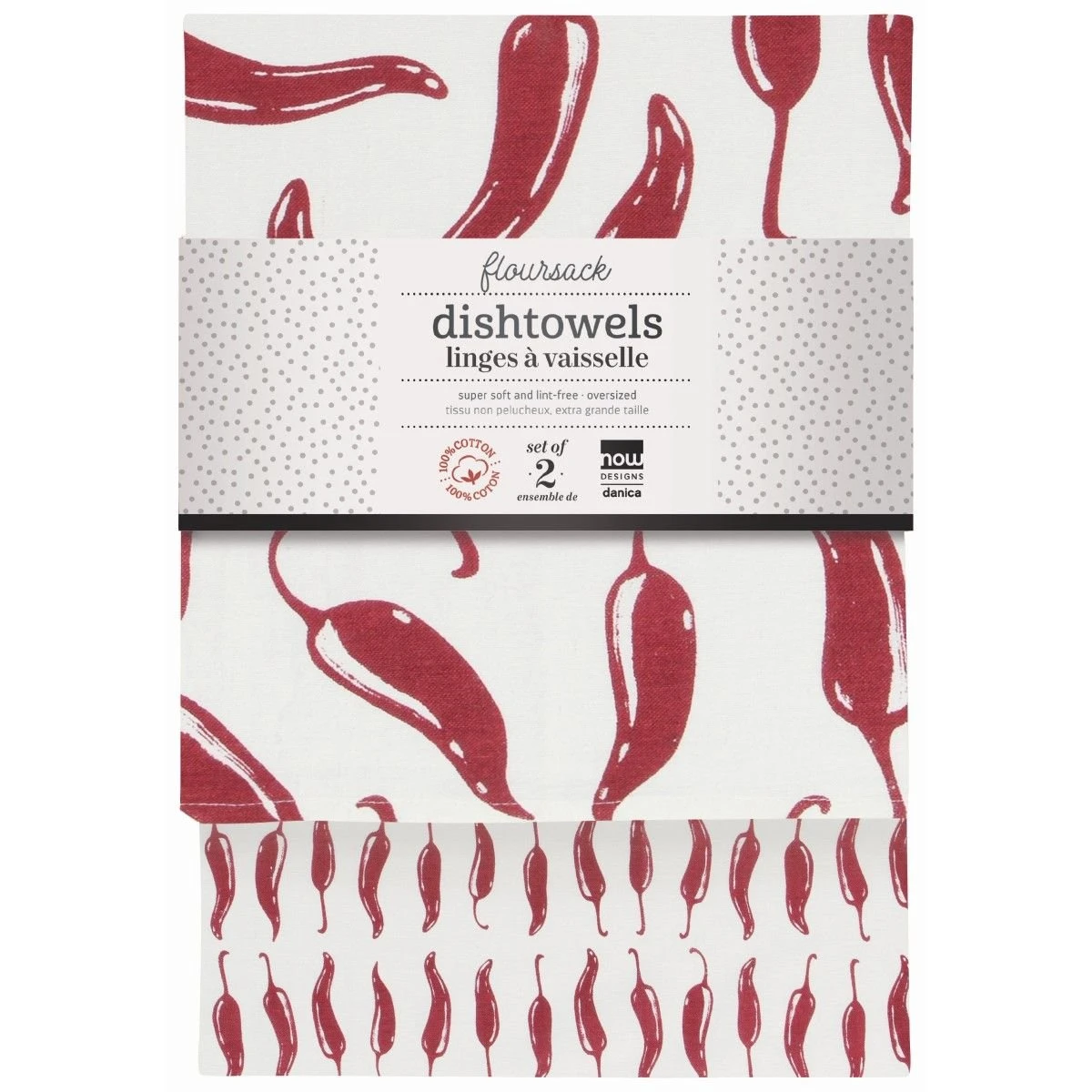 Danica Brands Now Designs By Danica Floursack Dishtowels (Set Of 2) | Carmine Chili Peppers - Image 5