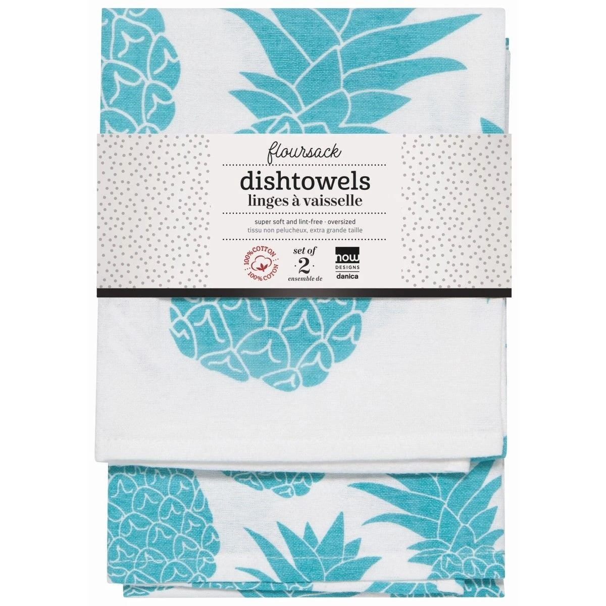 Danica Brands Now Designs By Danica Floursack Dishtowels (Set Of 2) | Bali Blue Pineapples - Image 6