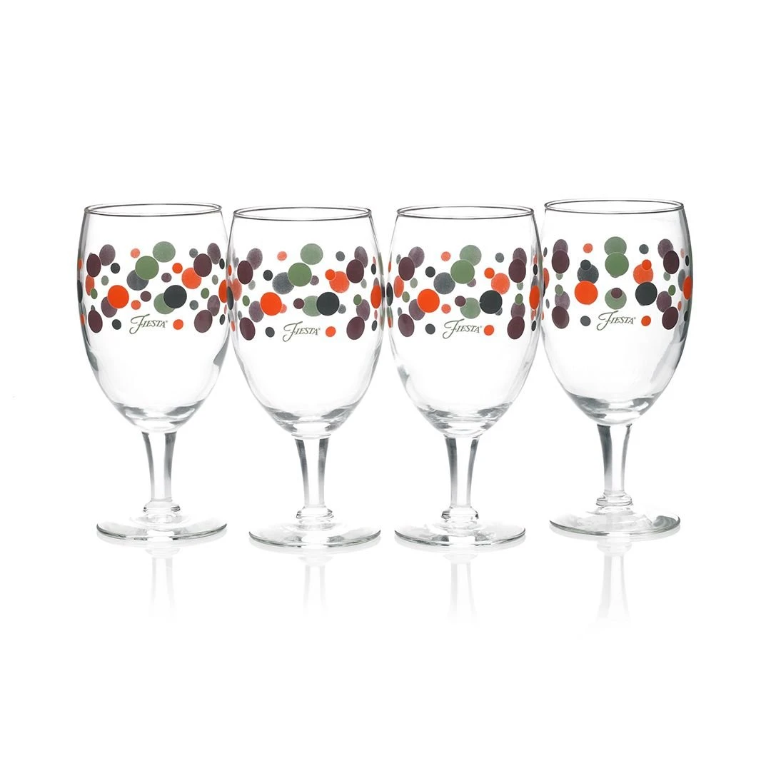 Fiesta® 16oz All Purpose Goblet Glassware (Set Of 4) | Slate Fiesta® Dots