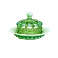 Mosser Glass Eye Winker Butter Dish | Green Opal