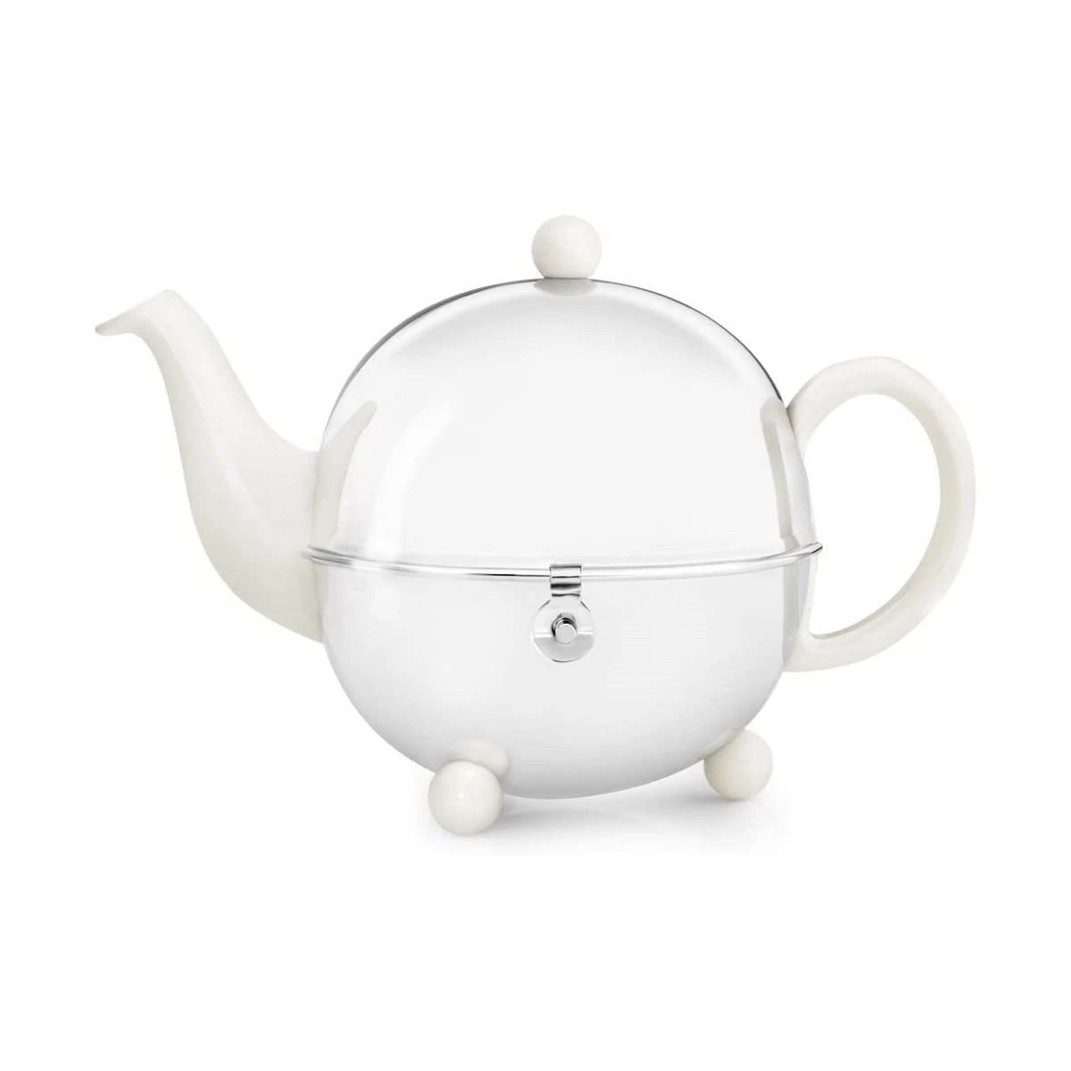 Bredemeijer 17oz Ceramic Teapot | White & Stainless Steel