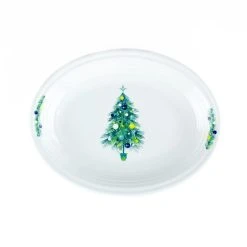 Fiesta® 11.6" Medium Oval Serving Platter | Blue Christmas Tree (White)