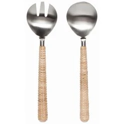 Danica Brands Danica Heirloom 2-Piece Salad Servers Set | Matte Steel & Rattan