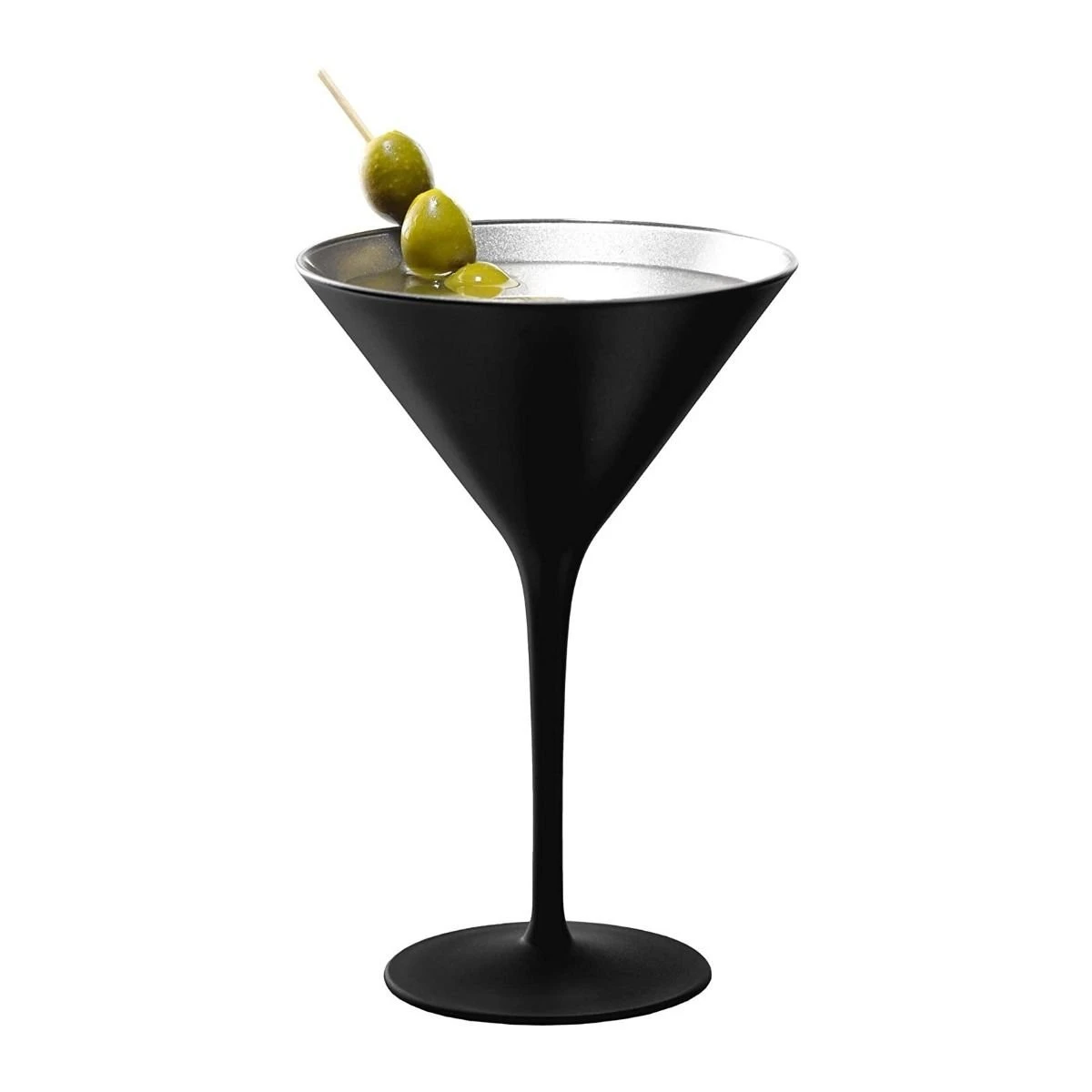 Stolzle 8oz Olympia Crystal Martini Glasses - Set Of 6 | Black & Silver - Image 2