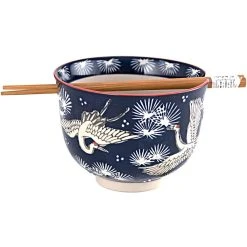 Fuji Merchandise 5" Noodle Bowl & Chopsticks | Blue Crane