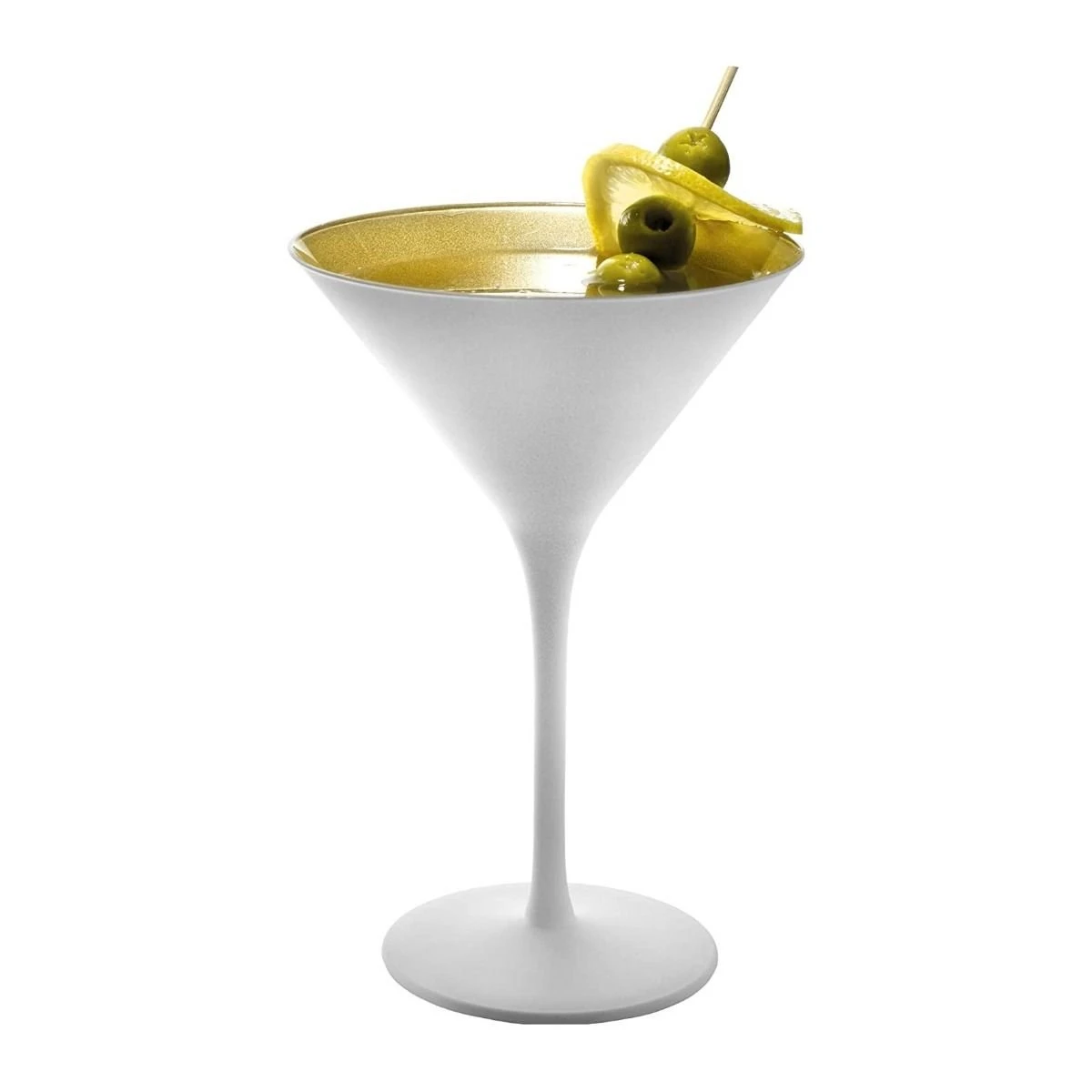 Stolzle 8oz Olympia Crystal Martini Glasses - Set Of 2 | White & Gold - Image 2