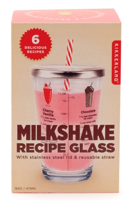 Kikkerland Recipe Glass | Milkshake