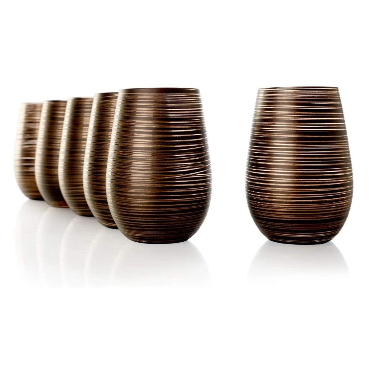 Stolzle 15.75oz Olympia Twister Glass Tumblers - Set Of 6 | Black & Bronze - Image 2