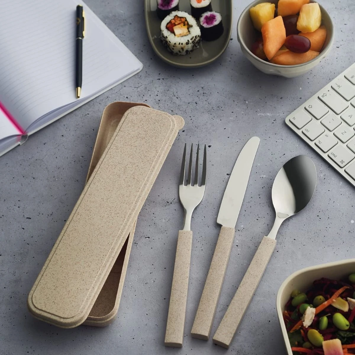Viners Organic 3-Piece On The Go Cutlery Set & Case - Image 2