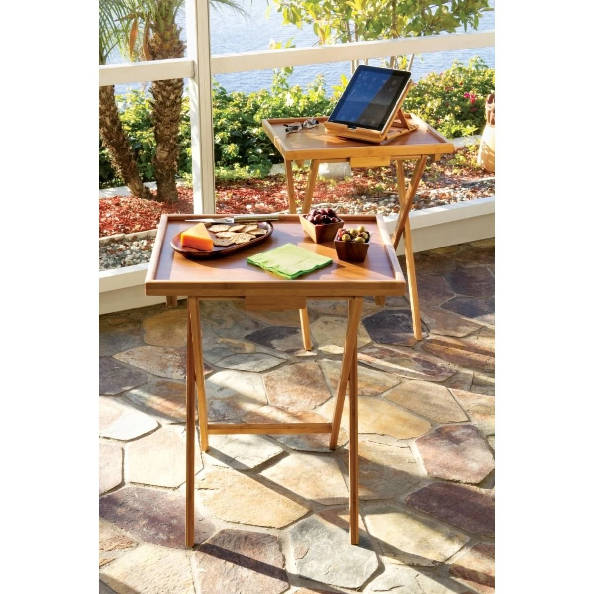 Lipper International Lipped Snack Tables | Bamboo - Image 4