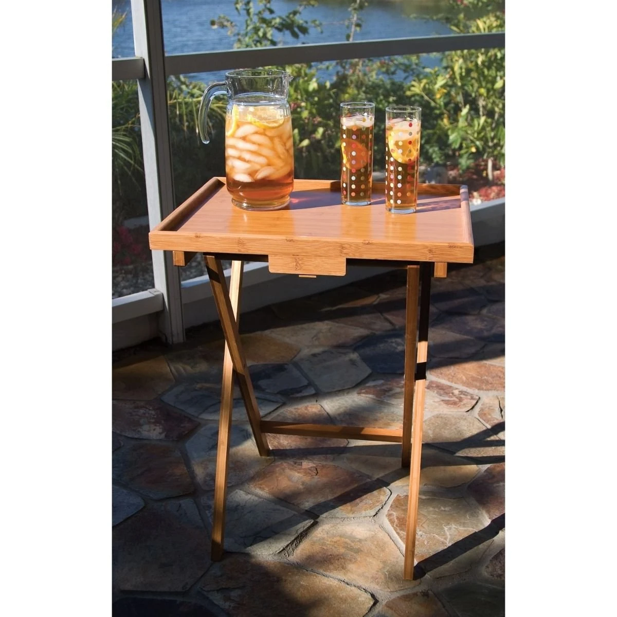 Lipper International Lipped Snack Tables | Bamboo - Image 3