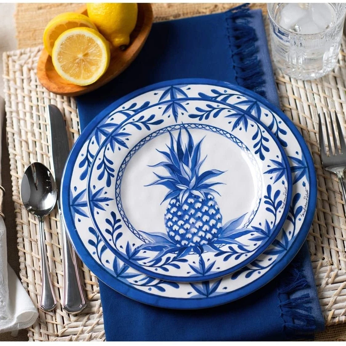 Bamboo Table Salad Plate | Blue Pineapple - Image 2