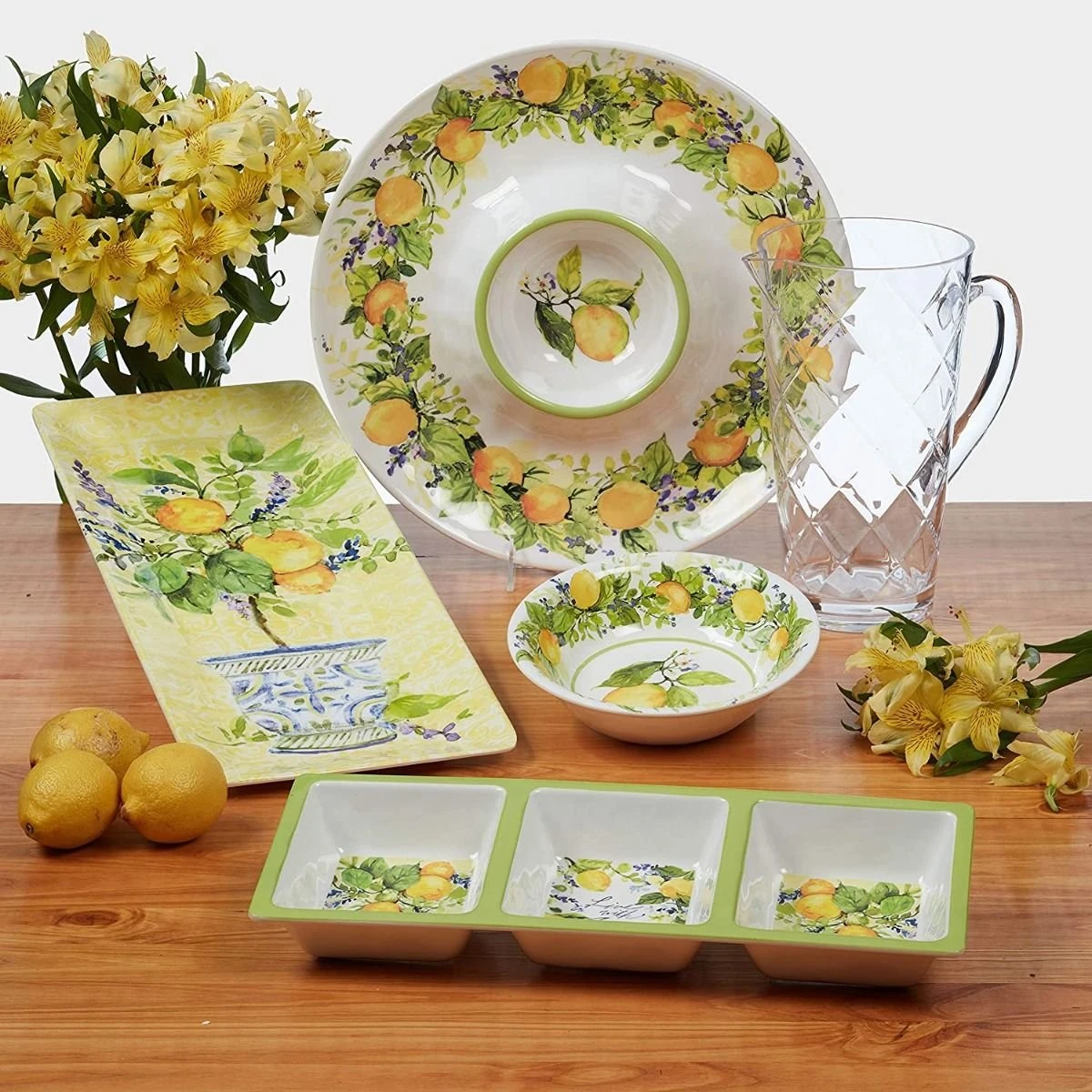 Certified International 3-Piece Melamine Hostess Set | Lemon Zest - Image 5