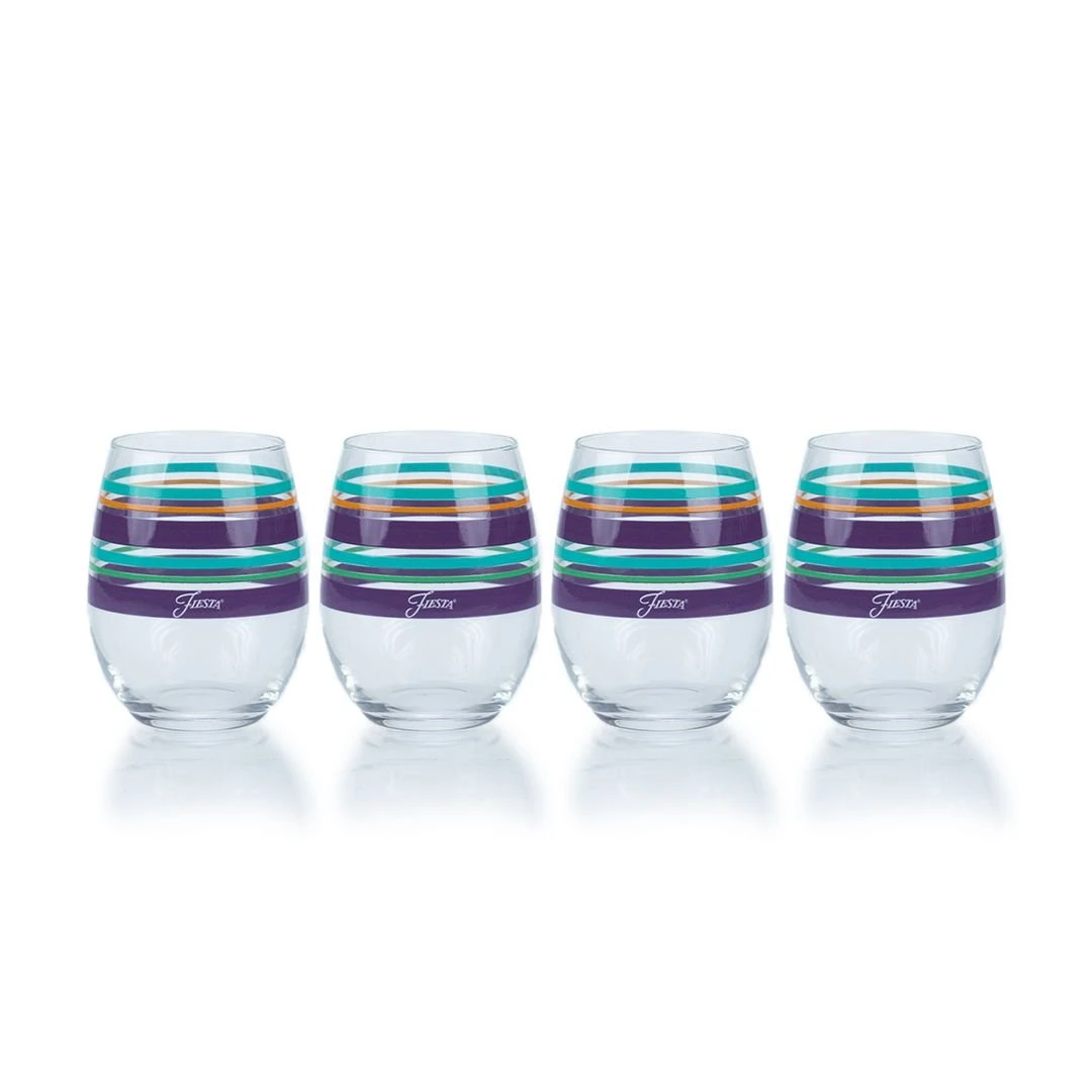 Fiesta® 15oz Stemless Glassware (Set Of 4) | Desert Stripes