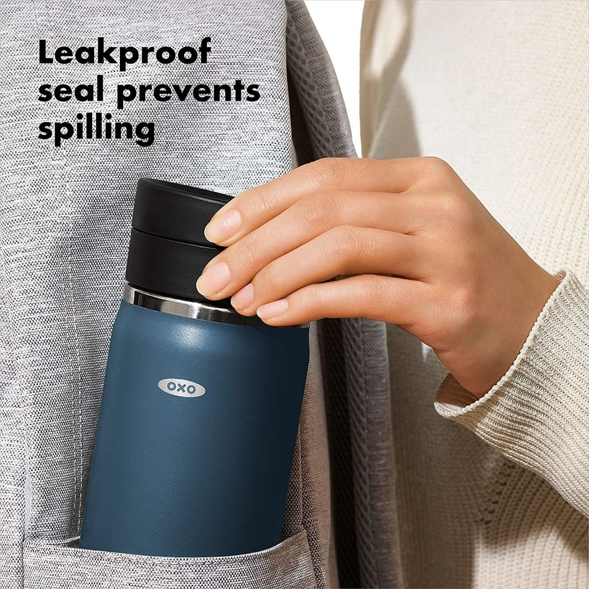 OXO Good Grips 20oz Thermal Mug Water Bottle | Dark Cobalt - Image 4