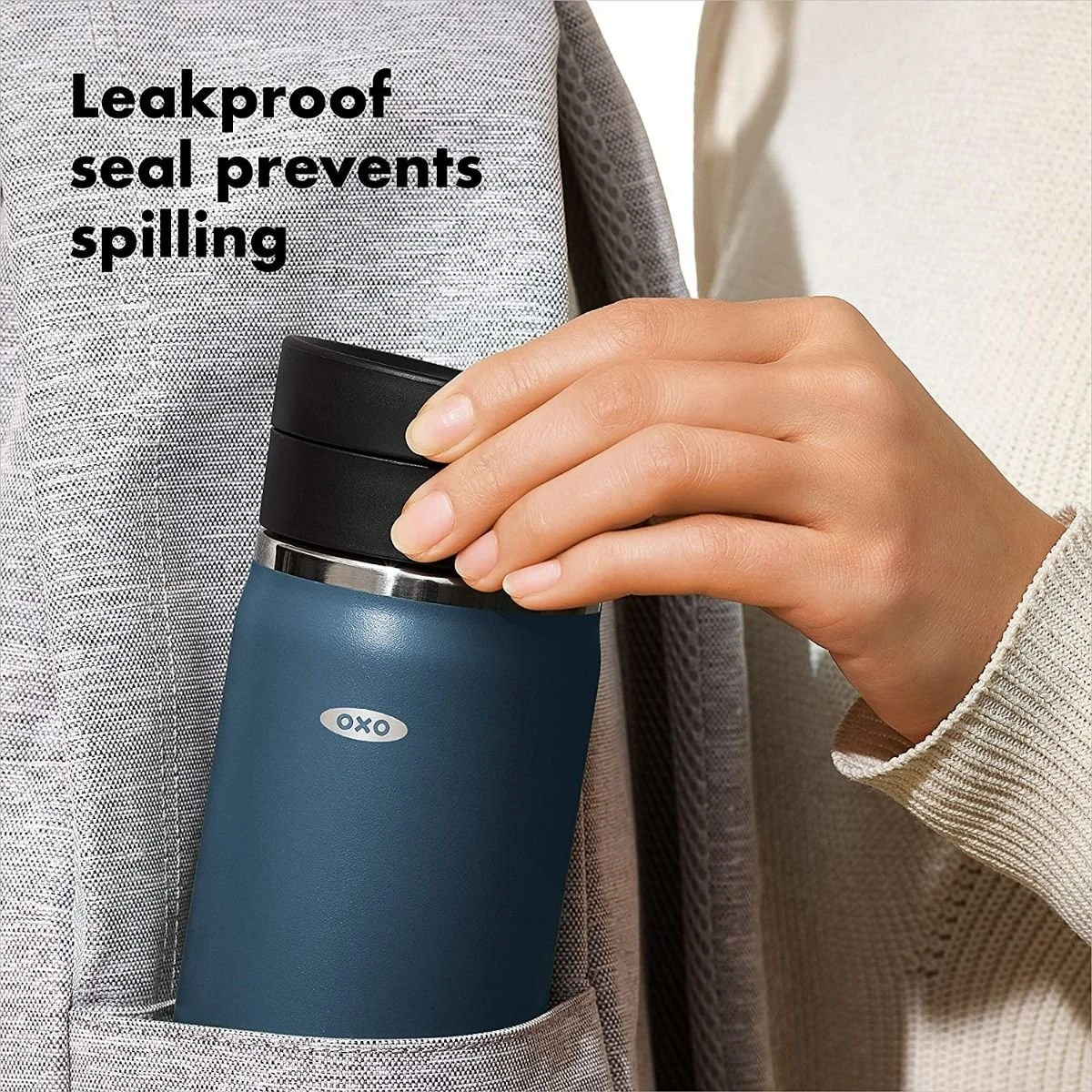 OXO Good Grips 16oz Thermal Mug Water Bottle | Dark Cobalt - Image 4