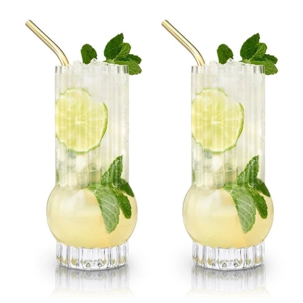 Viski® Deco Crystal Highball Glasses