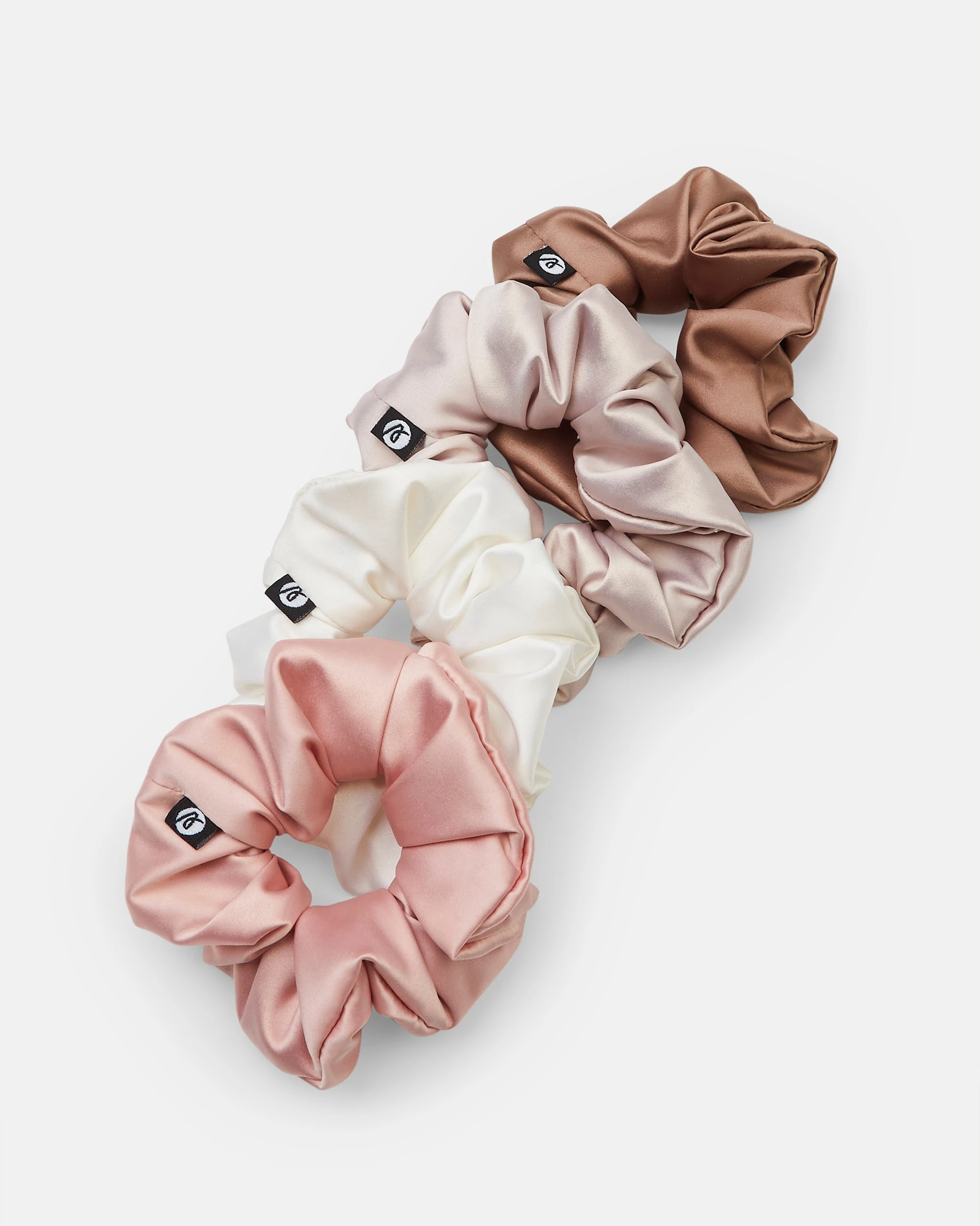 AYBL Scrunchie 4 Pack - White/Champagne/Pink/Mocha