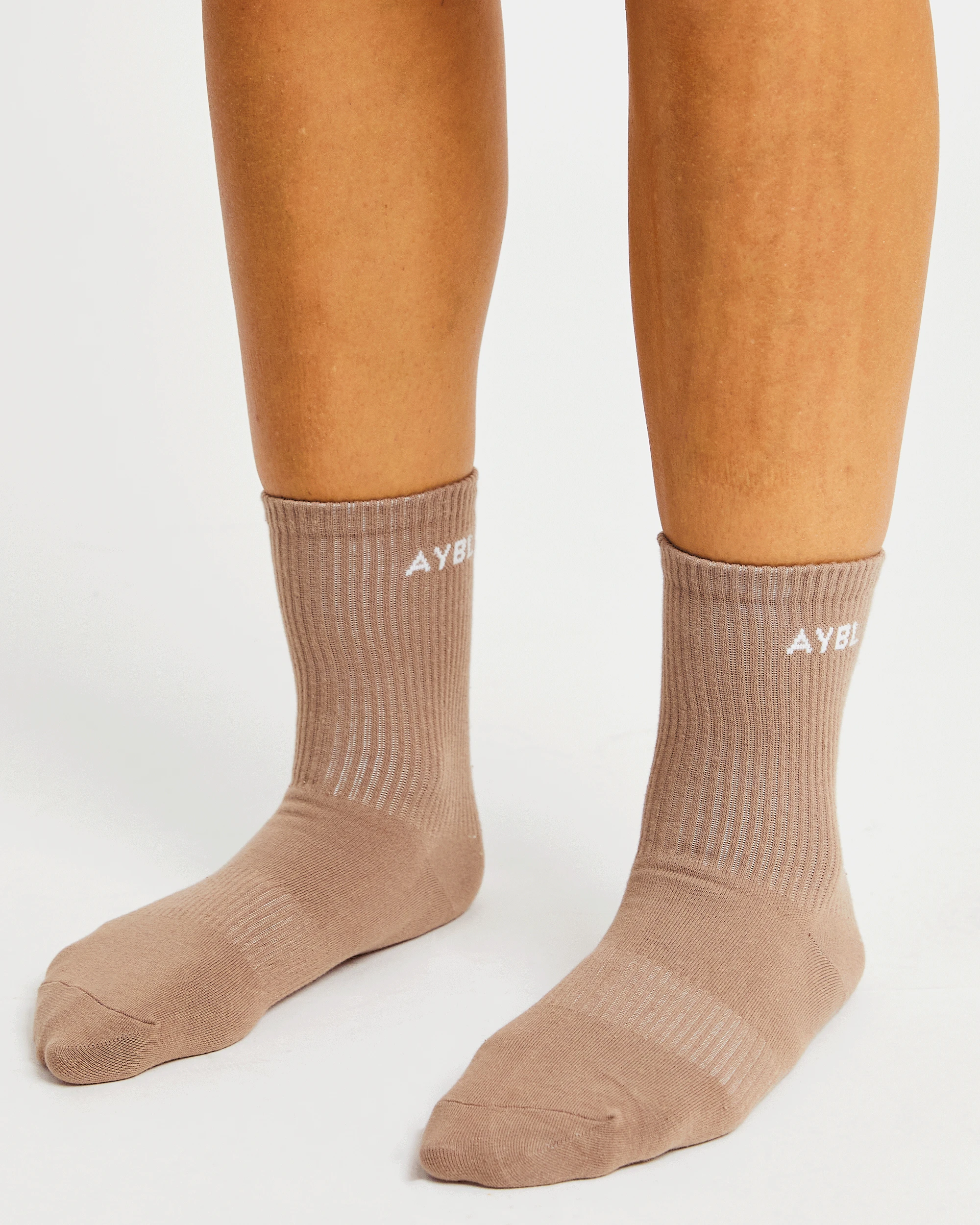 AYBL Everyday Crew Socks (3 Pack) - Mocha - Image 3