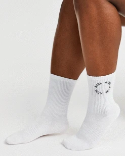 AYBL Everyday Embroidered Crew Socks (3 Pack) - White