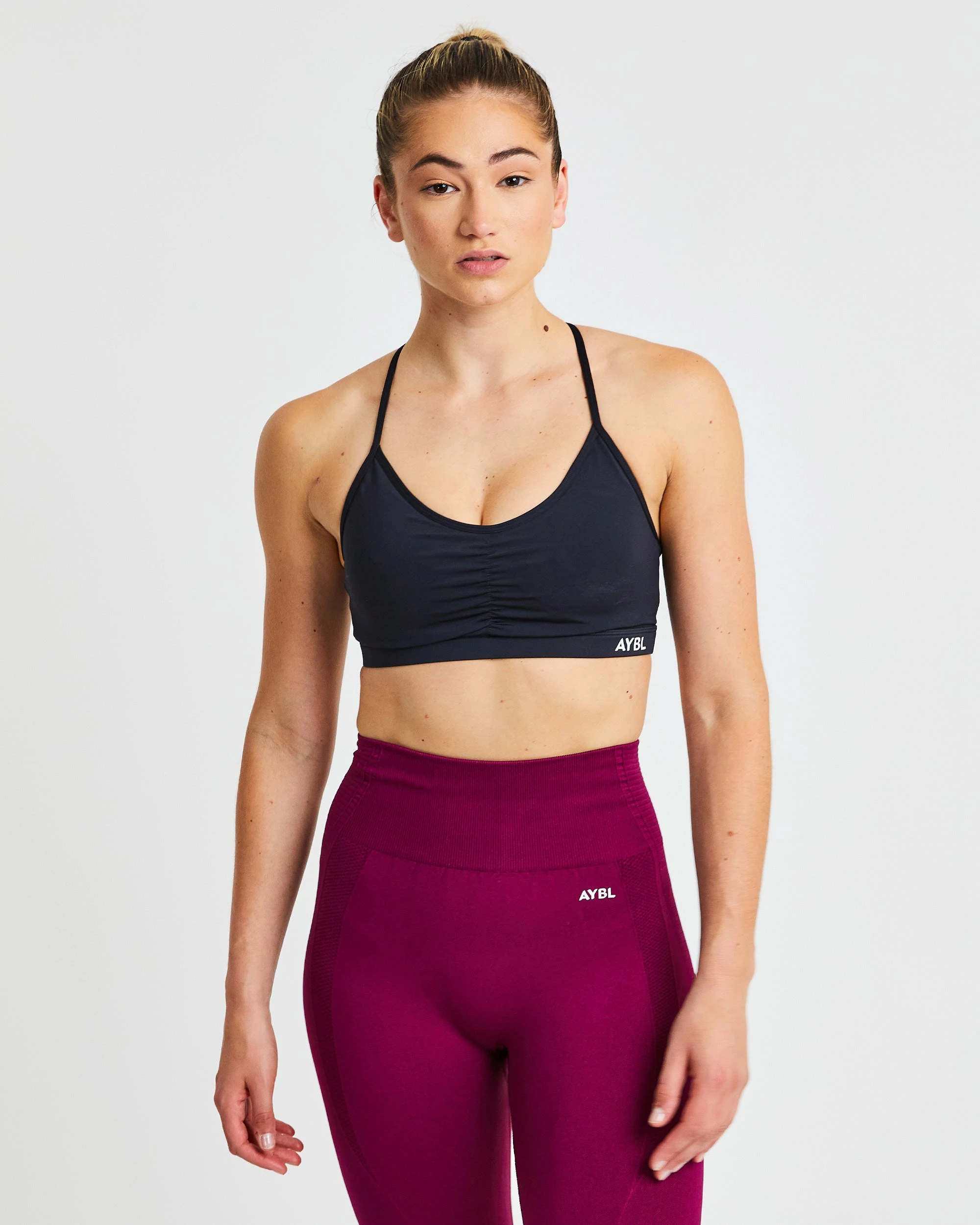 AYBL Essential Ruched Sports Bra - Black