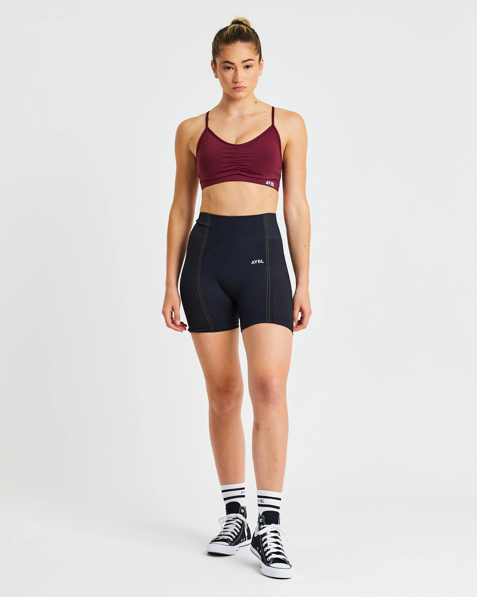 AYBL Essential Ruched Sports Bra - Burgundy - Image 3