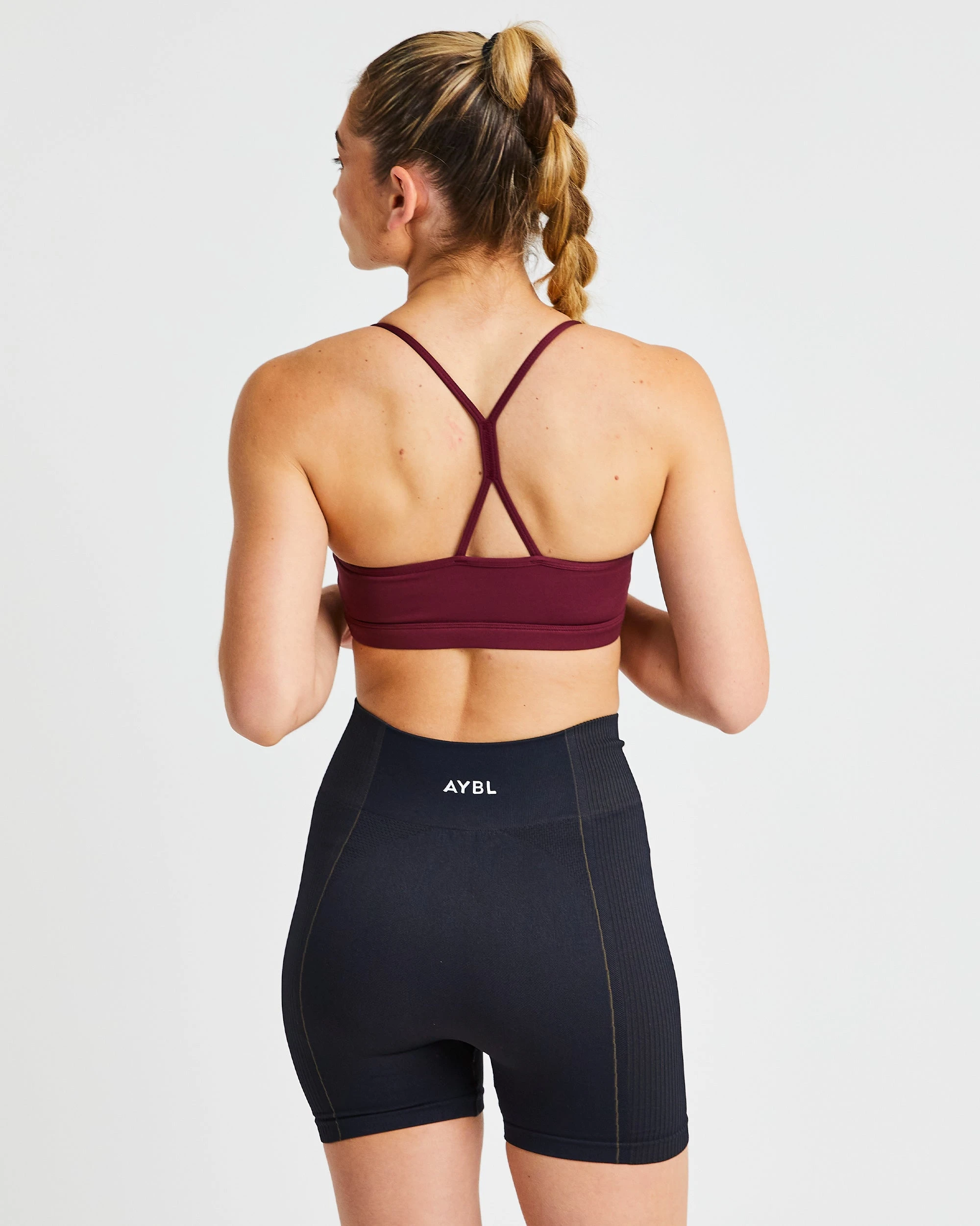AYBL Essential Ruched Sports Bra - Burgundy - Image 2