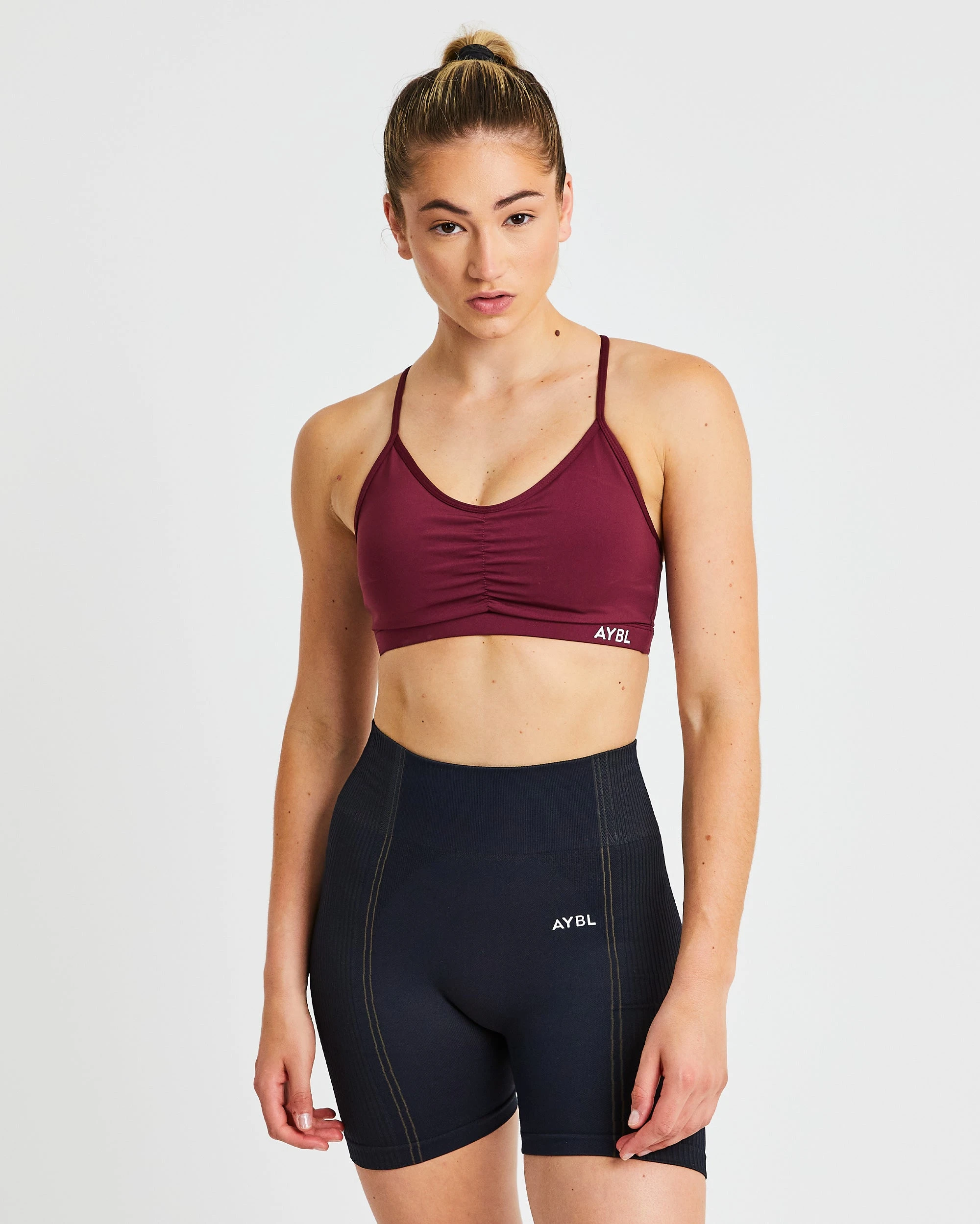 AYBL Essential Ruched Sports Bra - Burgundy