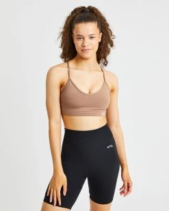 AYBL Essential V Neck Sports Bra - Brown