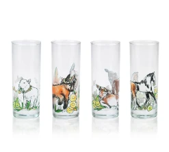 Everything Kitchens Barnyard Baby Animals Drinking Glasses (Set Of 4) | Assorted