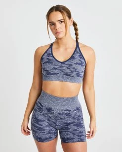 AYBL Evolve Camo Seamless Sports Bra - Navy