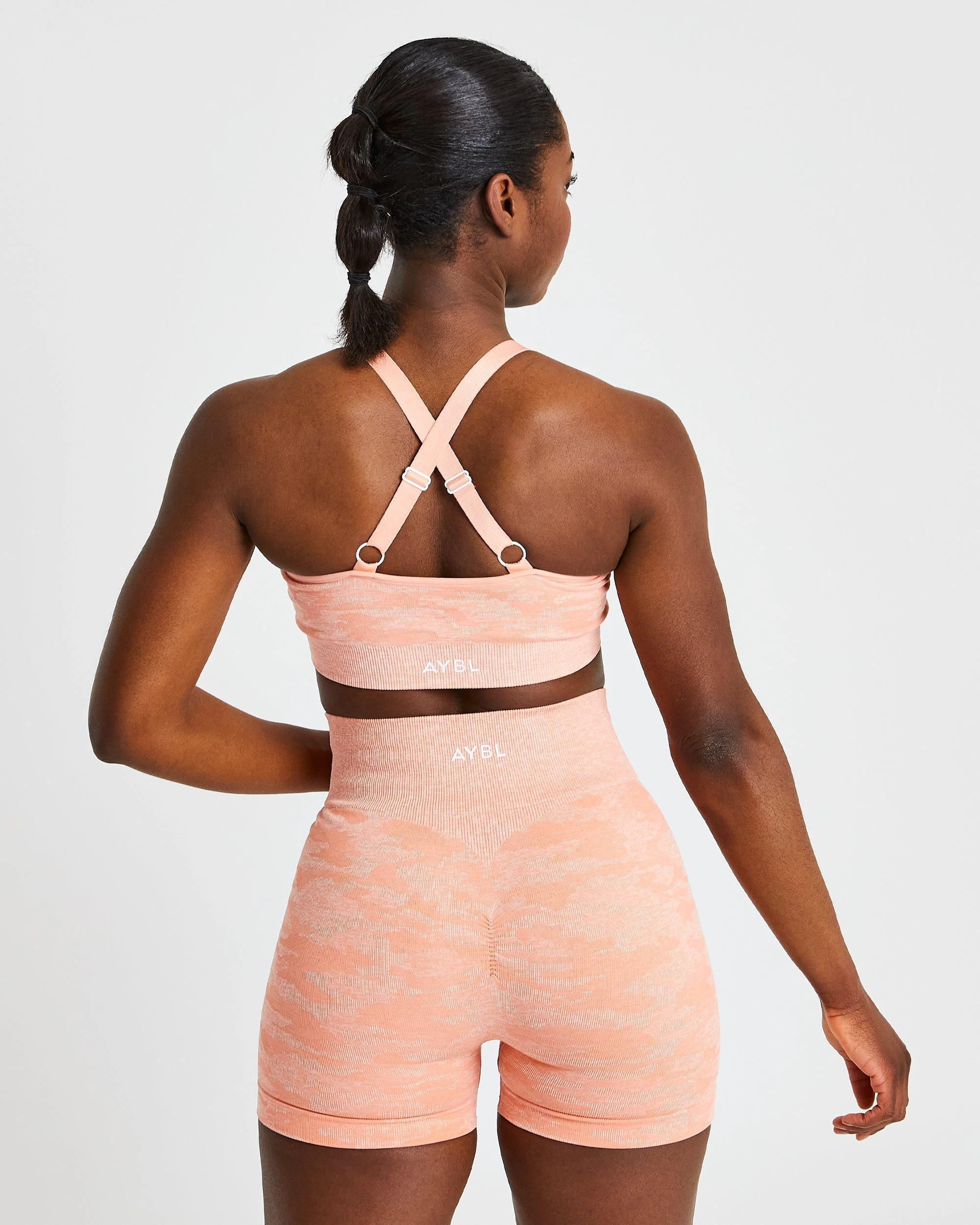 AYBL Evolve Camo Seamless Sports Bra - Peach - Image 2
