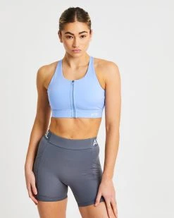 AYBL Sportive Zip Up Sports Bra - Blue