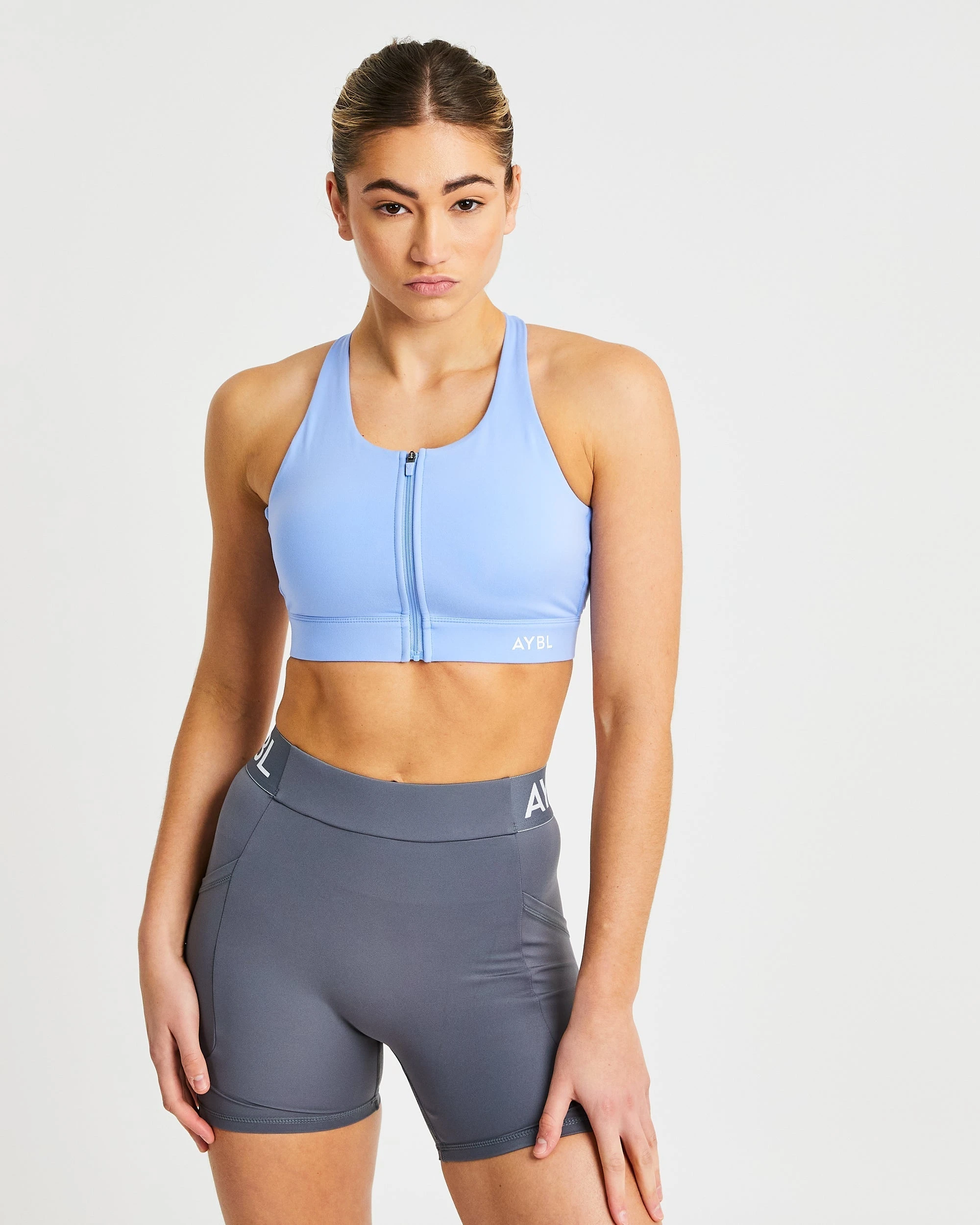 AYBL Sportive Zip Up Sports Bra - Blue