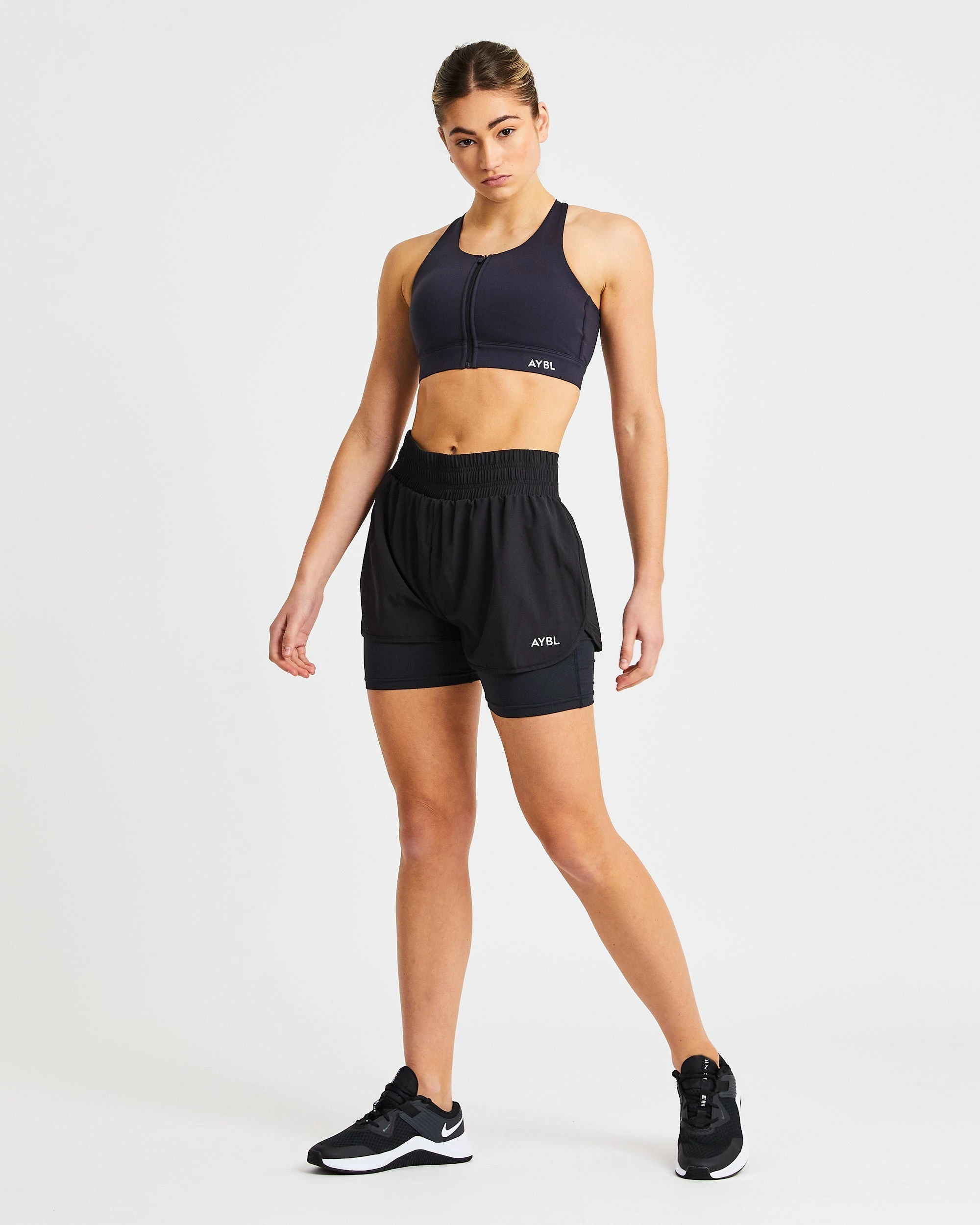 AYBL Sportive Zip Up Sports Bra - Black - Image 3