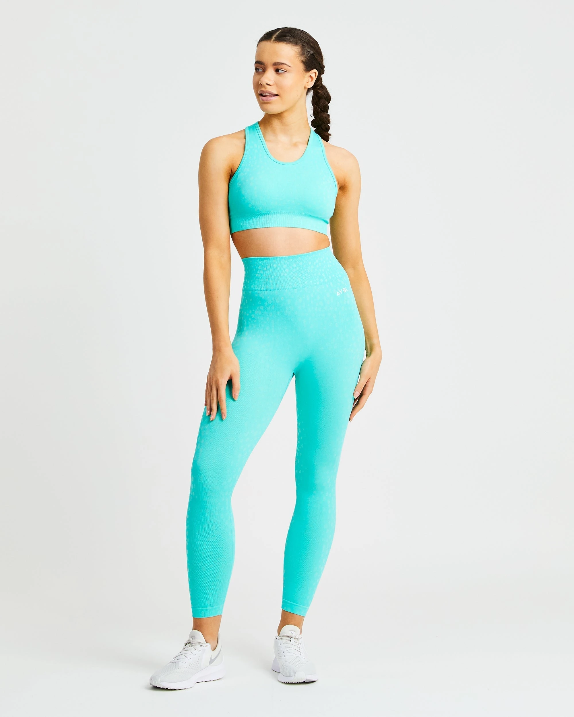 AYBL Evolve Speckle Seamless Sports Bra - Aqua Green - Image 3