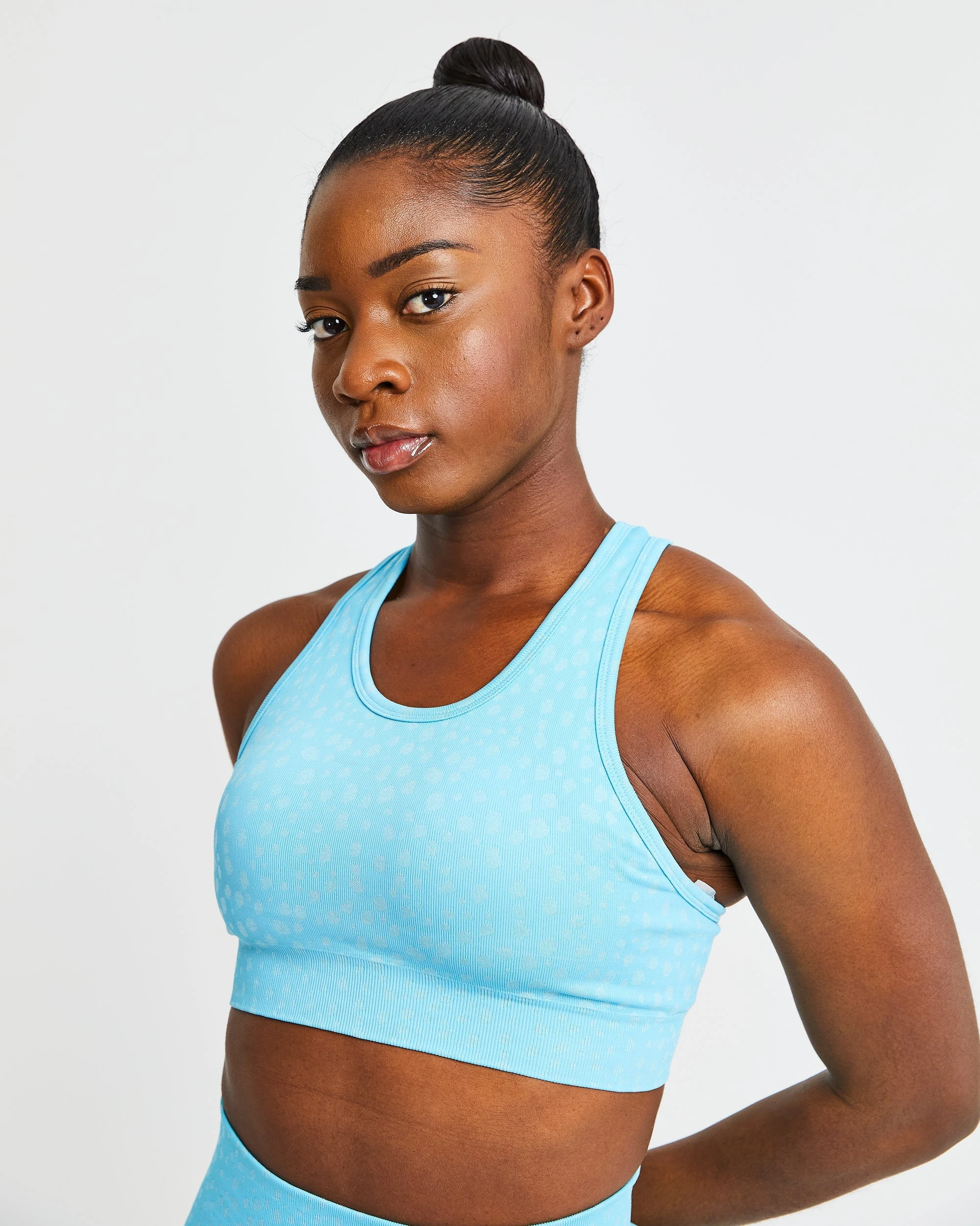 AYBL Evolve Speckle Seamless Sports Bra - Light Blue - Image 6