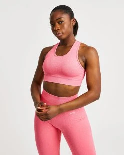 AYBL Evolve Speckle Seamless Sports Bra - Coral Pink
