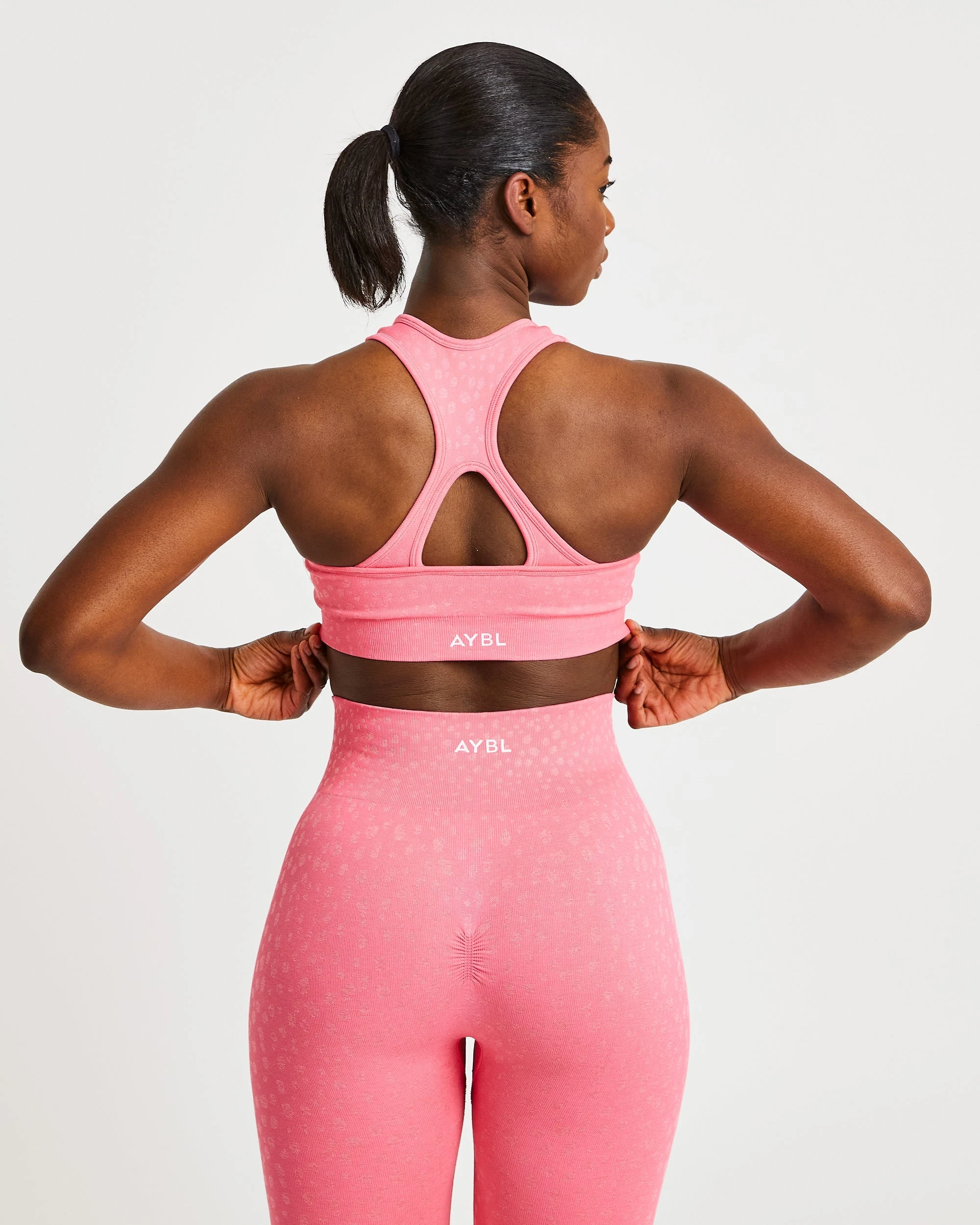 AYBL Evolve Speckle Seamless Sports Bra - Coral Pink - Image 2