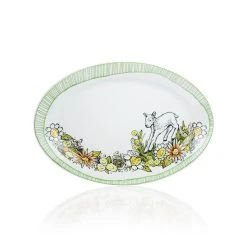 Everything Kitchens Barnyard Baby Animals 14" Oval Platter | "Leaping Sheep" - Lamb