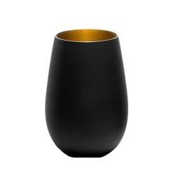 Stolzle 15.75oz Olympia Glass Tumblers - Set Of 2 | Black & Gold